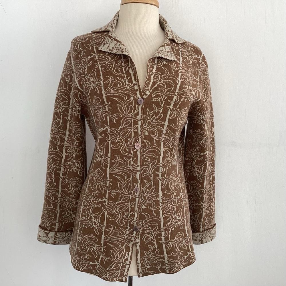 Vtg Lluis Genero Alchemy 100% Merino Wool Women's Cardigan Sz L see measurements